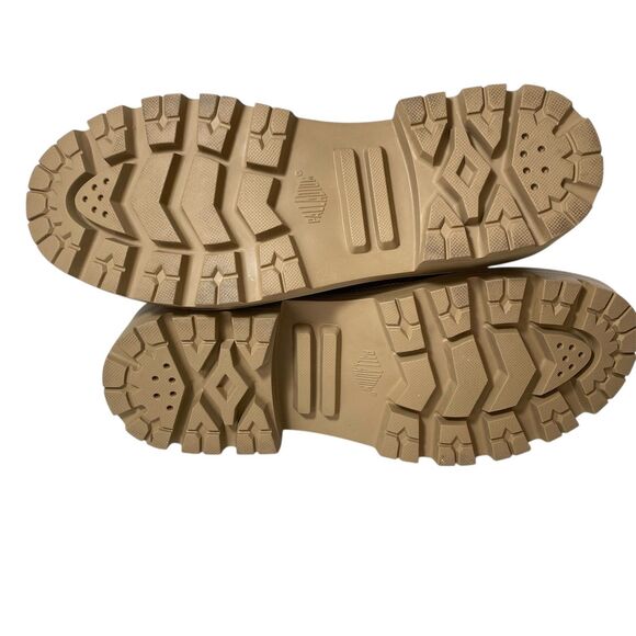 NEW $129 Sundance Palladium Mid Combat Boots Tan Leather Side Zip Chunky Sole 10 - Picture 9 of 14